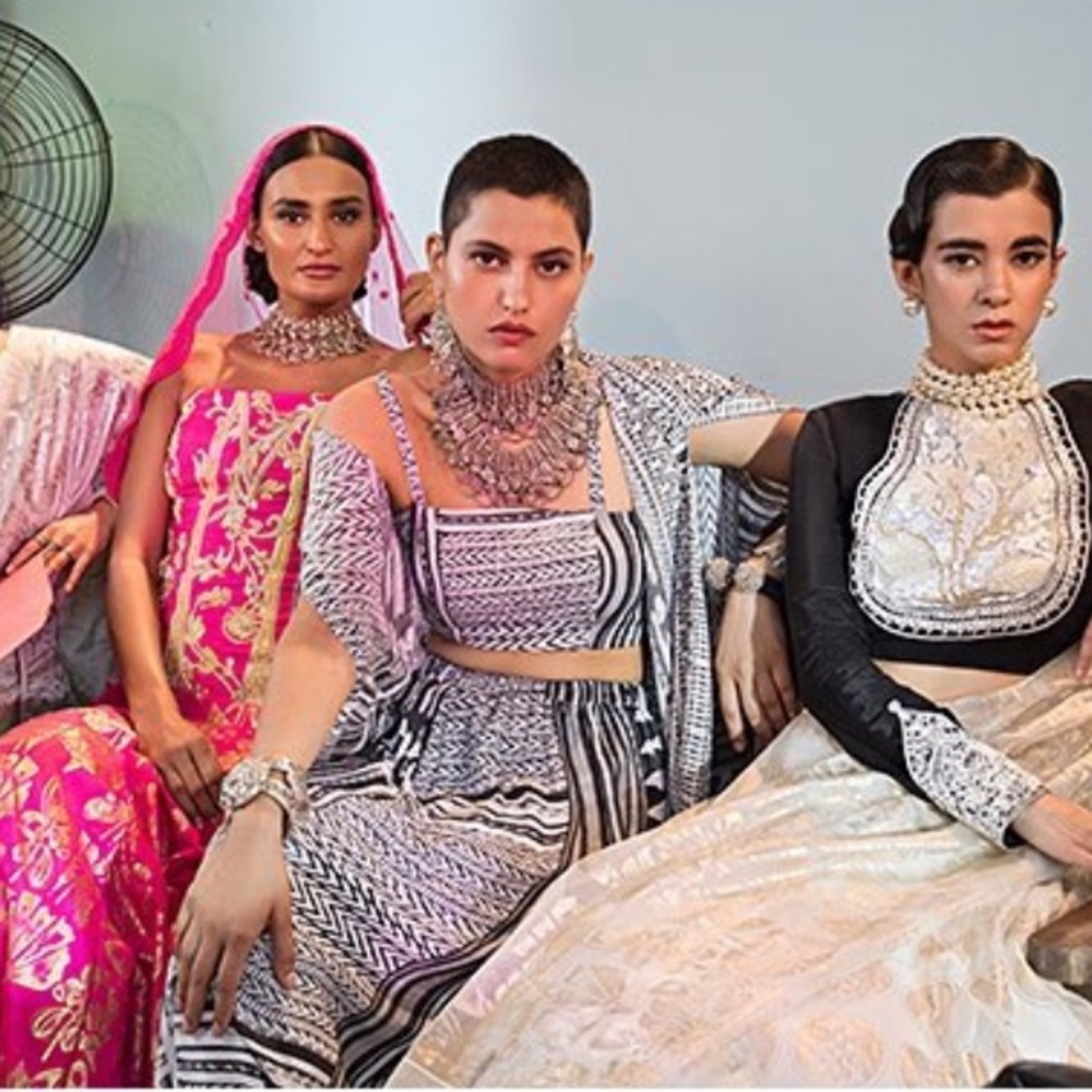 Masaba Tribal Print Crop Top with Dhoti Skirt